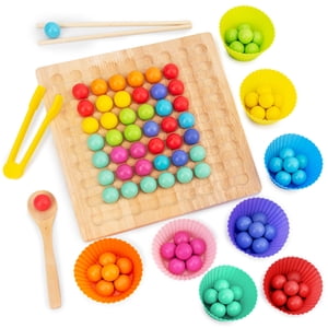 Yeacher Jeu de Puzzle pour enfants colorés Jeux logiques en bois Jeu intelligent Jouet éducatif Cadeau de stratégie pour garçons et filles Jeu pour la concentration entraînement amusant