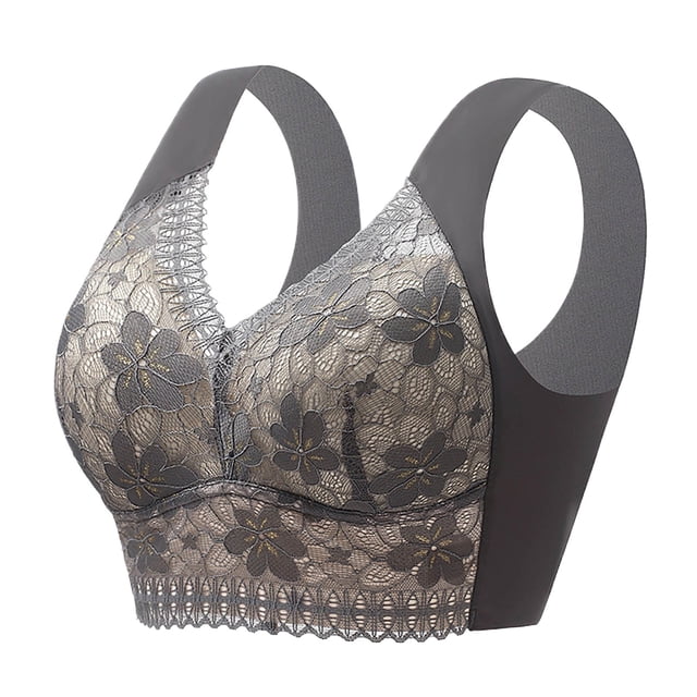 MIASHUI Bras for Women Front Side Buckle Lace Edge without Steel Ring Movement Seamless Gathering Adjustment Yoga Sleep Large Bra