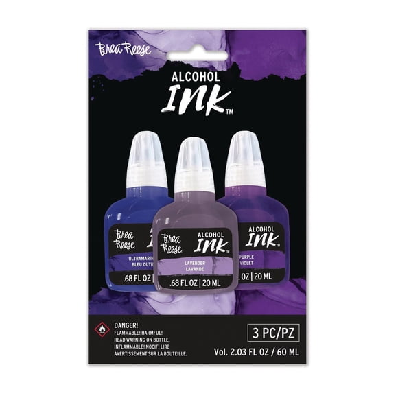 Brea Reese 3 Piece Alcohol Ink Set: Purple, Ultramarine Blue, Lavender