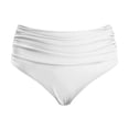 thumbnail image 4 of FYEGRE Women's High Waisted Bikini Bottom Tummy Control Ruched Bathing Suit Swim Bottom White M, 4 of 5