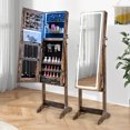 thumbnail image 2 of Costway LED Mirror Jewelry Cabinet Organizer Armoire Standing with Built-in 3 Color Light, 2 of 10