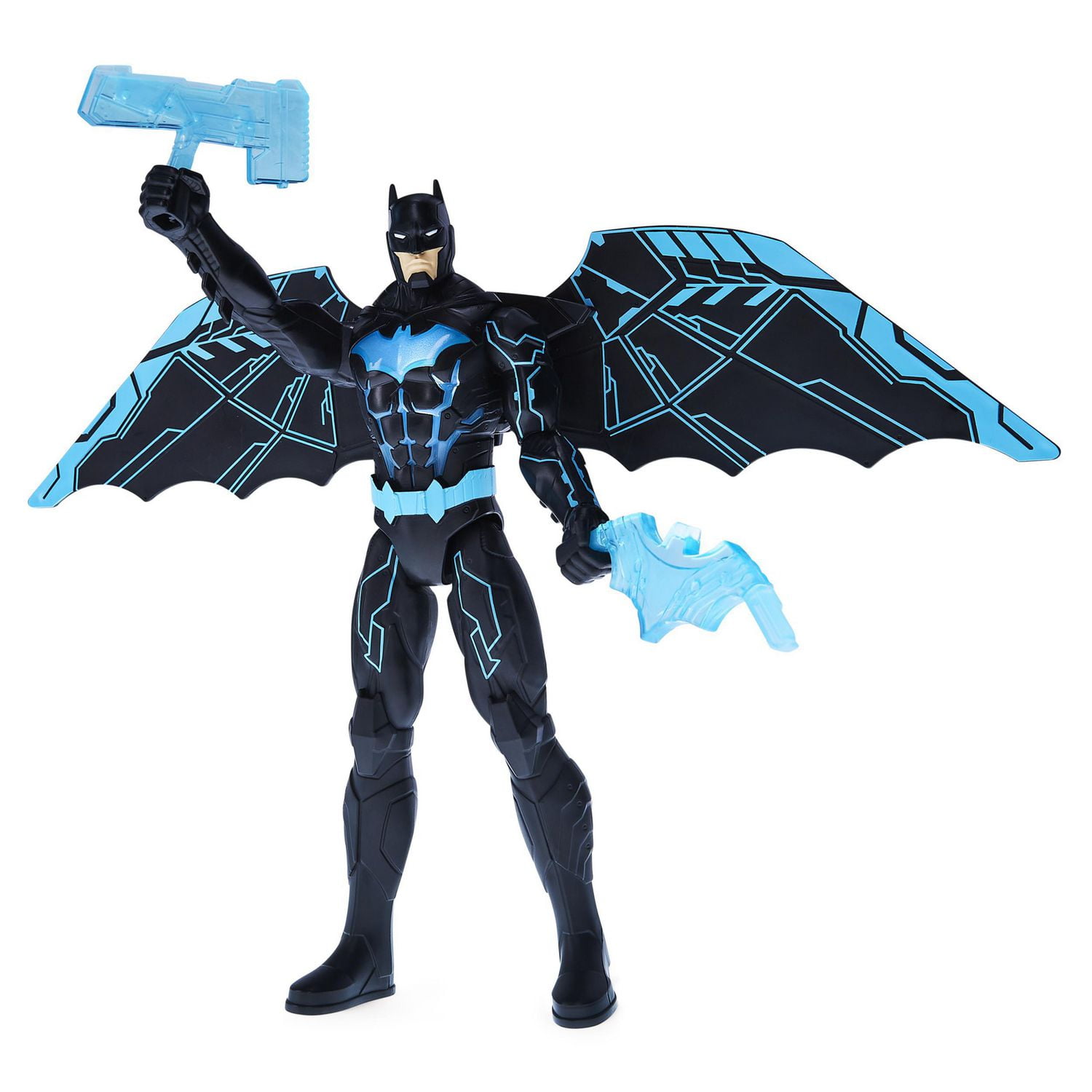 Figurine articulée Batman Bat-Tech de luxe de 30 cm avec ailes rétractables, lumières et plus de 20 effets sonores et répliques