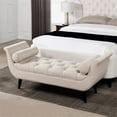 thumbnail image 3 of Alma Tufted Flared Arm Entryway Bench Cream Polyester, 3 of 11