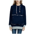 thumbnail image 1 of Penkiiy Chandails à Capuchon pour Femmes Mode Femmes Décontracté Fermeture Éclair Col Roulé Manches Longues Blouse Pull Tops Bleu Foncé Vêtements Y2K, 1 of 5