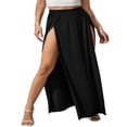 thumbnail image 1 of Womens Plus Size High Waist Waisted Double Split Long Maxi Skirts Beach Party Skirts, 1 of 6