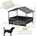 thumbnail image 3 of PawHut Rattan Dog House Outdoor with Shade Canopy, Cushion, Cream White, 3 of 10