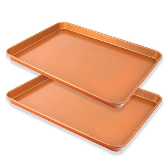 Gotham Steel Non Stick Baking Sheet for Oven, Full Sized Cookie Sheet, Baking Tray with Ceramic Nonstick Cookie, Non Stick Oven Tray, Heavy Duty, Warp Free, Dishwasher Safe, 2Pk