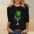 thumbnail image 1 of T-Shirt Ample à Manches Trois-Quarts et Col Rond Imprimé pour la Saint-Patrick pour Femmes, 1 of 6