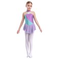thumbnail image 1 of Oyolan Robe de Patinage Artistique Sans Manches à Paillettes en Maille Florale pour Filles Enfants Lavande 10, 1 of 7
