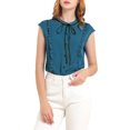 thumbnail image 1 of INSPIRE CHIC Women's Tie Neck Cap Sleeve Button Down Ruffle Summer Shirts, 1 of 6