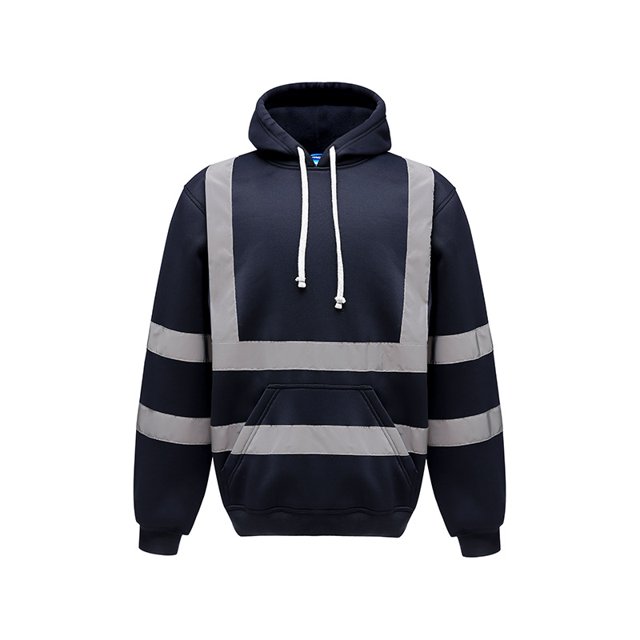Chandail à Capuchon Réfléchissant Uni pour Homme, Manches Longues, Coupe Ample, Travail Routier, Haute Visibilité, Chandail à Enfiler (Navy,m)