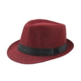 thumbnail image 1 of Fedora Hat Wide Brim Sun Protection Solid Color Panama Cap Boater Summer Beach Sunhat for Vacation, 1 of 10