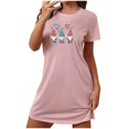 thumbnail image 1 of Birdeem Chemises de Nuit pour Femmes Chemise de Nuit Courte Surdimensionnée pour Femmes Robe Imprimée à Col Rond et Manches Courtes, 1 of 12