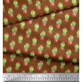 thumbnail image 3 of Soimoi Brown Heavy Satin Fabric Cactus With Conical Pot Tree Print Sewing Fabric Yard 54 Inch Wide, 3 of 5