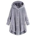 thumbnail image 1 of yoeyez Todays Order For Delivery Fall Winter Cardigan for Women 2024 Oversized Open Front Fleece Jackets Solid Fuzzy Buttons Teddy Coats Outwear With Pockets, 1 of 5