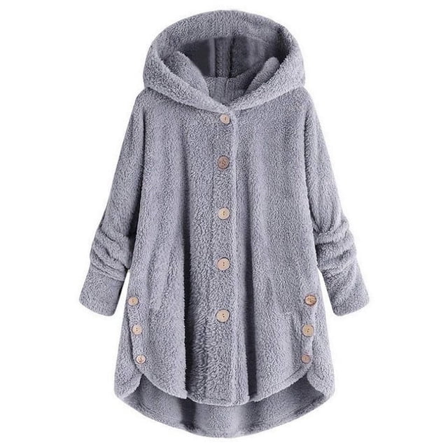 yoeyez Todays Order For Delivery Fall Winter Cardigan for Women 2024 Oversized Open Front Fleece Jackets Solid Fuzzy Buttons Teddy Coats Outwear With Pockets