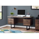 Monarch Specialties Computer Desk, Home Office, Laptop, Left, Right Set-up, Storage Drawers, 60"l, Work, Metal, Laminate, Brown, Black, Contemporary, Modern