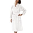 thumbnail image 2 of Soki Premium Womens Plush Soft Robe Fluffy, Warm, Fleece Sherpa Shaggy Bathrobe White 3XL, 2 of 3