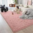 thumbnail image 1 of SUSUZI 5' x 7' Shaggy Area Rug, 2 Inch Thick Fluffy Plush Carpet with Non-Slip PVC Back, Soft Polypropylene Floor Rug for Bedroom Living Room Kids Room Home Décor, Pink, 1 of 5
