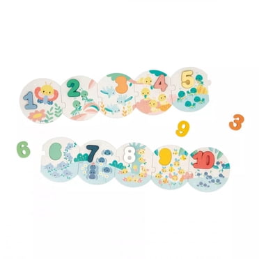 Janod - Pure - Mon Premier Puzzle des Chiffres - 10 Pièces - Jeu de Compétence d'Éveil - Motricité Fine - Pour Tout-Petits - Dès 2 Ans - Multilingue - J08042