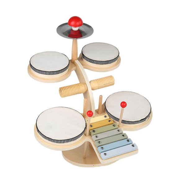 Yinanstore Ensemble de Tambours pour Enfants Jouets Musicaux Jouet pour Tout-Petits Cadeau d'Anniversaire Créativité Cadeaux de la Saint-Valentin Tambour pour Enfants Xylophone Jouet de Tambourin 4 Coussinets de Tambour