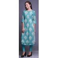 thumbnail image 2 of Bimba Robe Kurti Longue Imprimée Tunique Droite Manches 3/4 Robes pour Femmes Haut, 2 of 6