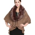 thumbnail image 1 of LinYooLi Poncho Cape en Fausse Fourrure pour Femmes, Col Châle, Couleur Unie, Ouvert devant, pour Automne Hiver 2022, 1 of 4
