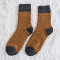 thumbnail image 2 of TIEVOSA Winter Men Coral Socks Middle Tube Sleeping Home Solid Stocking（Yellow）, 2 of 3