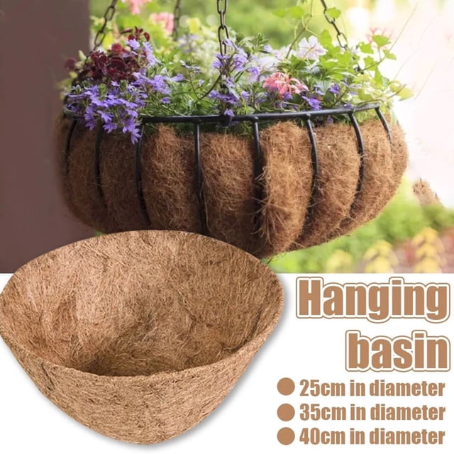 2Pcs Balcony Hanging Bonsai Basket Liner Coconut Shell Flower Pot Planter