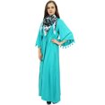 thumbnail image 2 of Bimba Robe Maxi Décontractée Aqua Ample pour Femme à Manches Évasées avec Pompons et Foulard - 8, 2 of 6