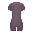 thumbnail image 5 of AherBiu Yoga Bodysuits for Women Square Neck Short Sleeve Slim Stretchy Workout Short Jumpsuits Rompers, 5 of 5