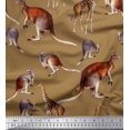 thumbnail image 1 of Soimoi Brown Viscose Chiffon Fabric Kangaroo & Giraffe Animal Fabric Prints By Yard 42 Inch Wide, 1 of 3