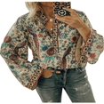 thumbnail image 3 of Hauts Amples Décontractés Boho à Manches Longues pour Femmes, Tunique Hippie Gitane pour Dames, Chemisier, 3 of 6