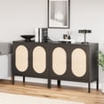 thumbnail image 4 of Buffet Armoire Armoire de Rangement en Rotin avec Portes et Tablettes Armoire d'Accent Buffet Console en Bois avec Rangement Armoire d'Entrée, 4 of 7