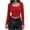 Red, variant on Timegard Ribbed Tops for Women Scoop Neck Cropped Slim Fitting Blouse Fall Casual Comfy Long Sleeve Tops