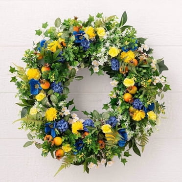 EGNMCR Garlands for Decoration, Wreaths for Front Door Spring Wreath Holiday Decoration Patio Door Decorations Wall Hanging Decorations Wreaths Home Faux Flowers door hanging