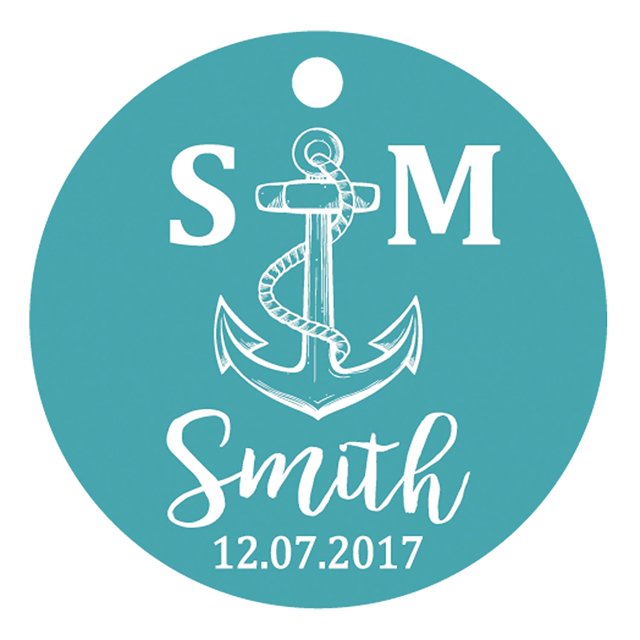 100 Pcs Initiale Personnalisée avec Ancre Cadeau de Faveur de Mariage Papier Tags Fait sur Mesure Rond Hang Tags