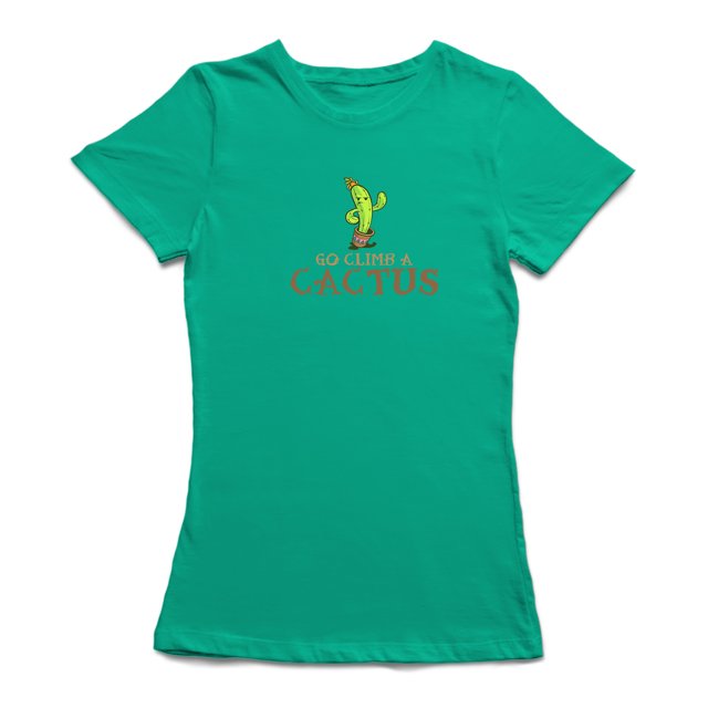T-shirt pour Femmes à Motif de Dessin Animé Go Climb A Cactus