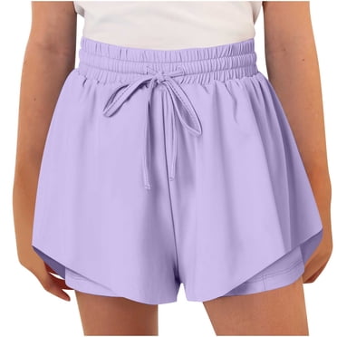 Shorts for Girls Girls Solid Athletic Shorts Elastic Flowy Outdoor Leisure Outfits 6-15 Year Girls Athletic Shorts