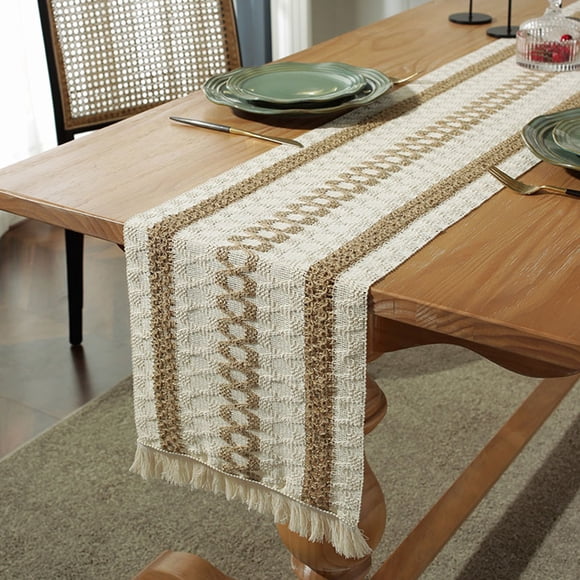 Coloody Chemin de Table Style Ferme en Toile de Jute Naturelle Fait Main, 11.8 x 94 Pouces (Marron)