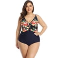 thumbnail image 1 of Beach Party Women's Plus Size Slimming Surplice One Piece Swimsuit, 1 of 7