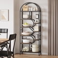 thumbnail image 5 of TROPOW Bookshelf 6 Tier Arched Bookcase 81.7in Tall Display Racks Geometric Open Storage Shelf Unique Book Rack Metal Frame Large Modern Book Shelf for Bedroom, Living Room, Home Office,Black, 5 of 5