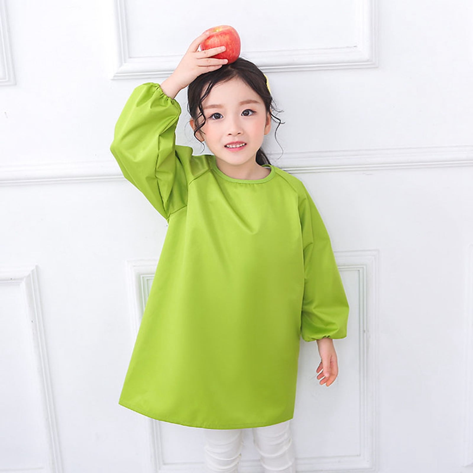 GDREDA Vêtements Fille Tablier d'Art pour Enfant avec Poche pour Enfants Tabliers d'Artiste Imprimés Blouses de Peinture avec Manches Longues T-Shirts pour Fille Coupe Ample Vert,8-12ans