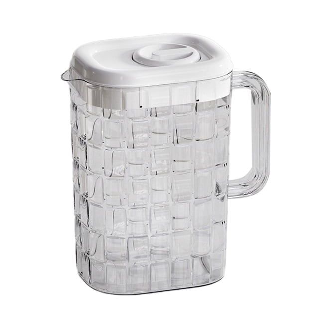 WRKEKC Clearance 2000ml Transparent Beverage Pitcher with Ribbed Handle | Leak-Proof ABS Plastic Water Jug for Bar, Kitchen, Parties | Dishwasher Safe