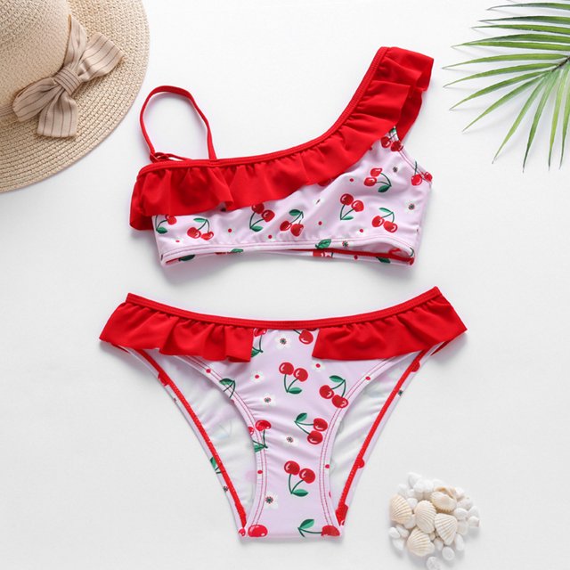 IROINID Maillot de Bain Fille 3-9 Ans Dégradé de Feuilles Rouge 9Y