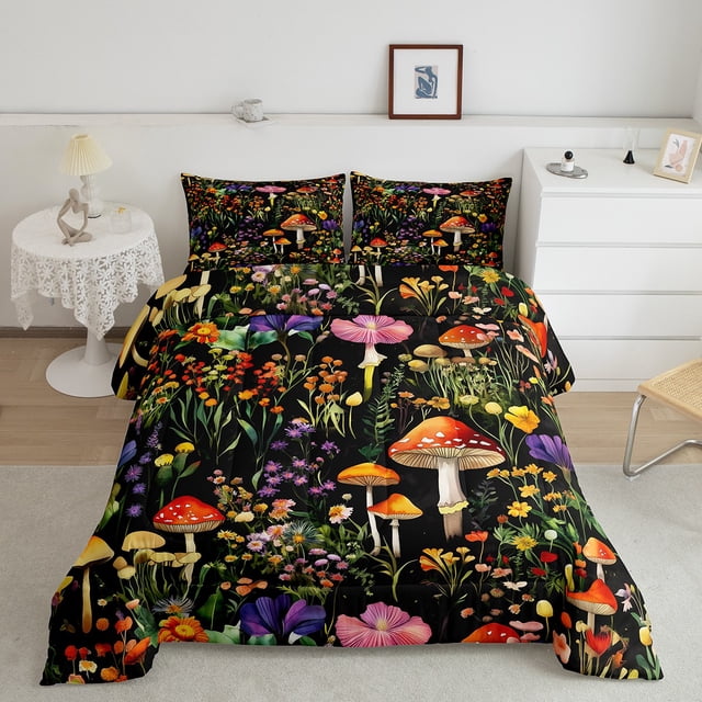 Erosebridal Ensembles de Couettes Florales Colorées Format Simple, Couettes et Duvets Botaniques de Jungle, Décor de Style Bohémien, Réversible