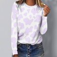 thumbnail image 2 of Pompotops Chemises pour Femmes Col Rond Imprimé Manches Longues Hauts Blouse Régulière Imprimée Liquidation, 2 of 5