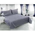 thumbnail image 1 of Marina Decoration Solid Embossed Pinsonic Coverlet Bedspread Bedding Ultra Soft Summer Quilt Set with Shams, Grey Color, 1 of 7