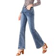 thumbnail image 4 of INSPIRE CHIC Pantalon Long Évasé Vintage Taille Haute Extensible pour Femme Jeans à Boutons Cloche, 4 of 6