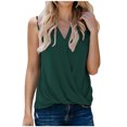 thumbnail image 1 of Pompotops Fashion Woman Causal V-Neck Solid Blouse Sleeveless T-Shirt Summer Tops, 1 of 5